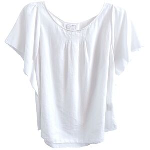 ANTHROPOLOGIE Boho Flutter Sleeve Gathered/Twisted Top In White Sz XS/S/M ✨EUC✨